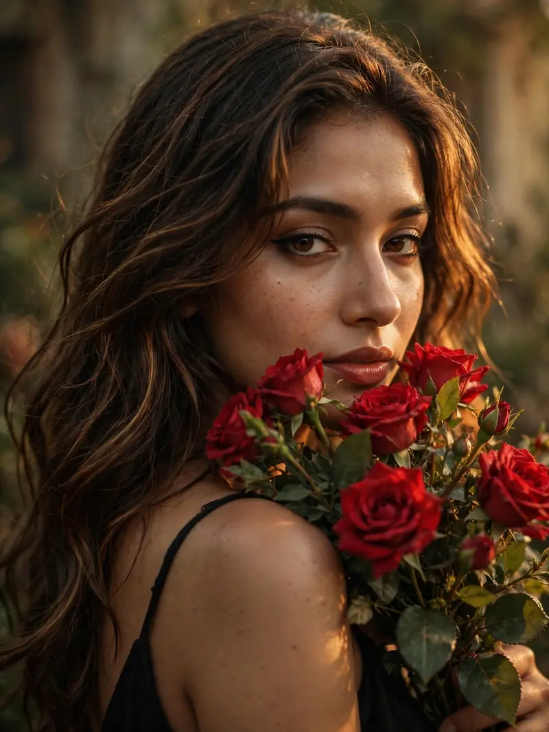Golden Rose Cinematic Portrait