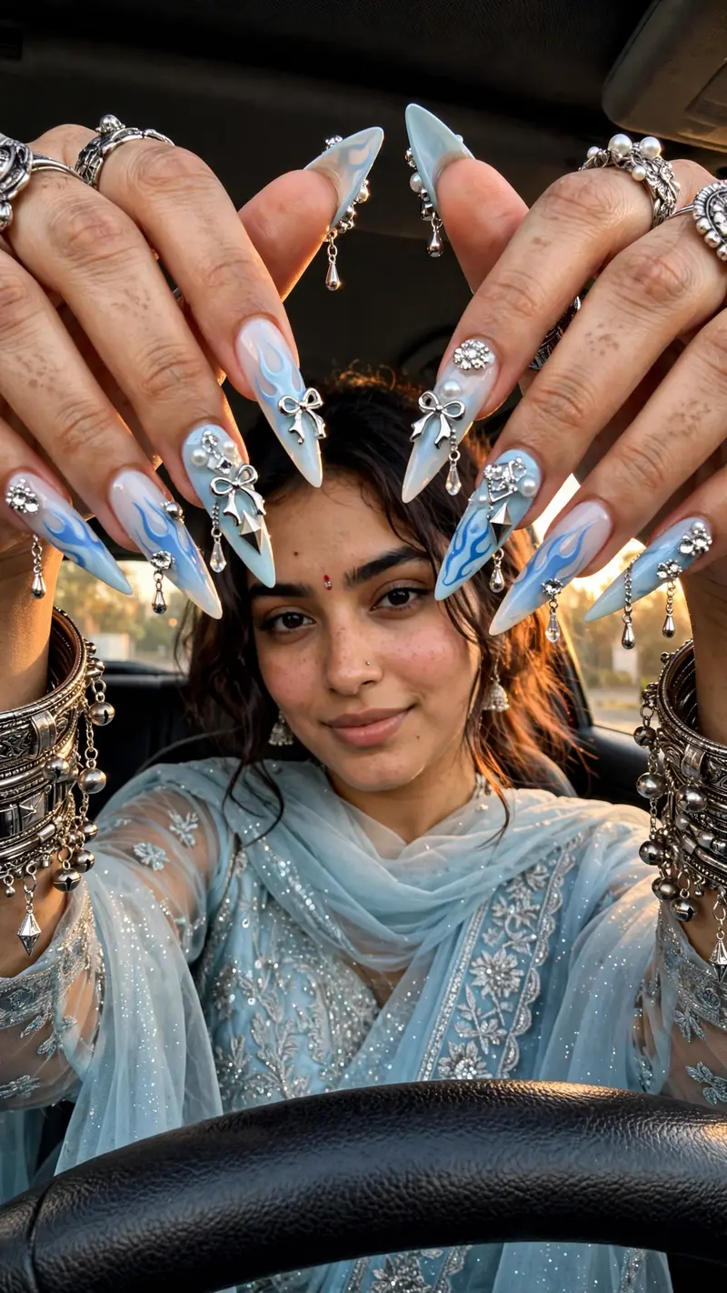 Bridal Nail Art Car Selfie