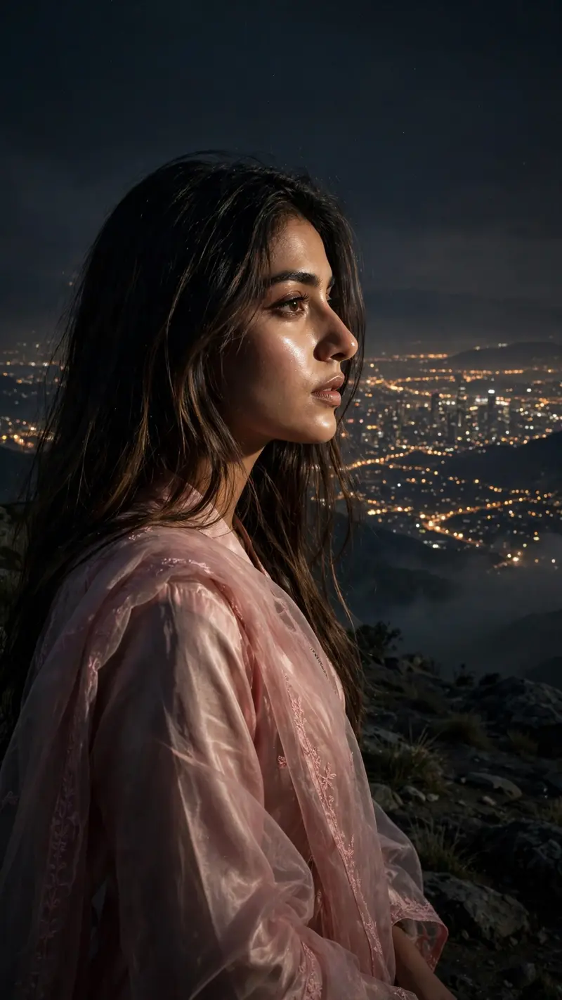 Night Mountain Viewpoint Portrait