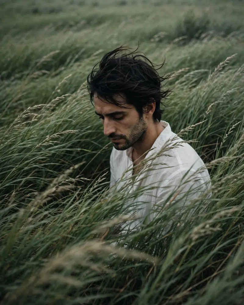 Windswept Grass Editorial Portrait