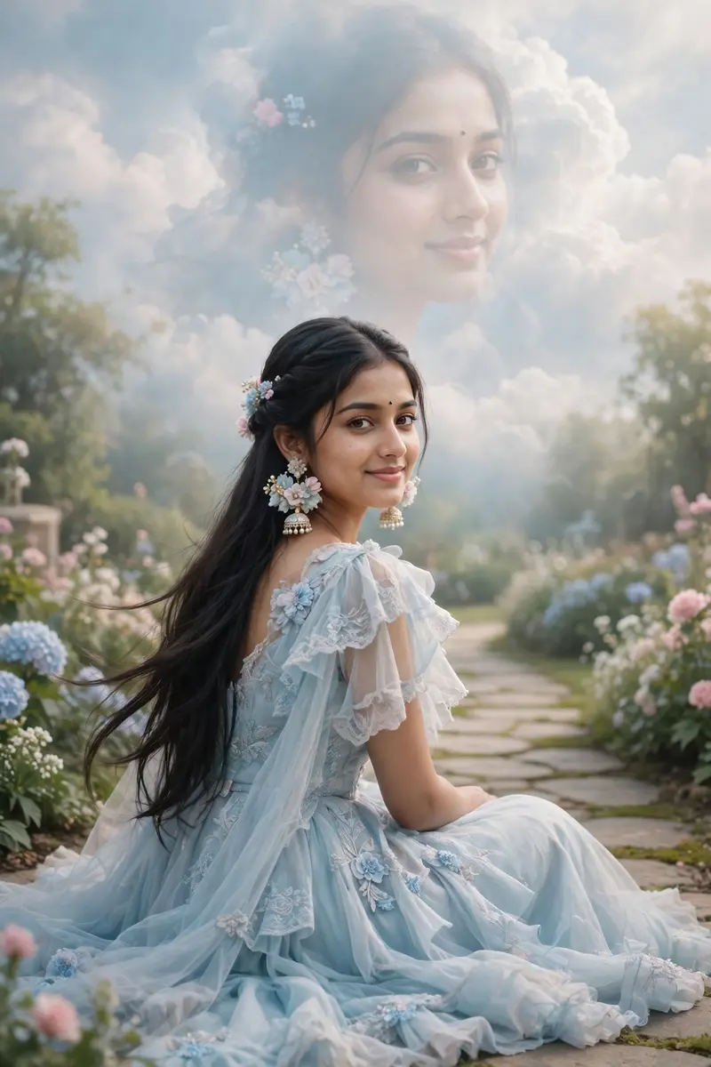 Pastel Blue Princess Gown Portrait