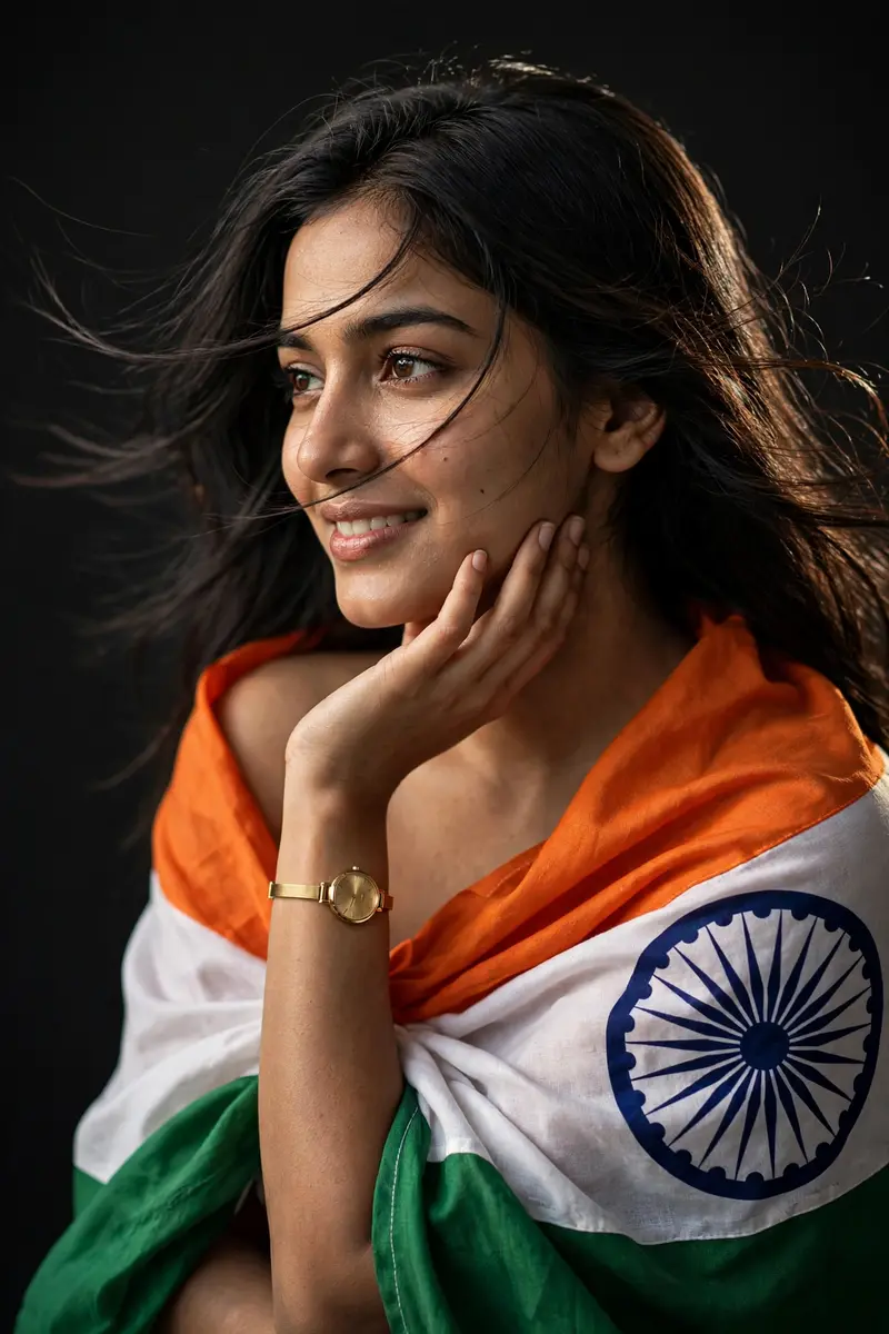Tricolor Flag Draped Portrait
