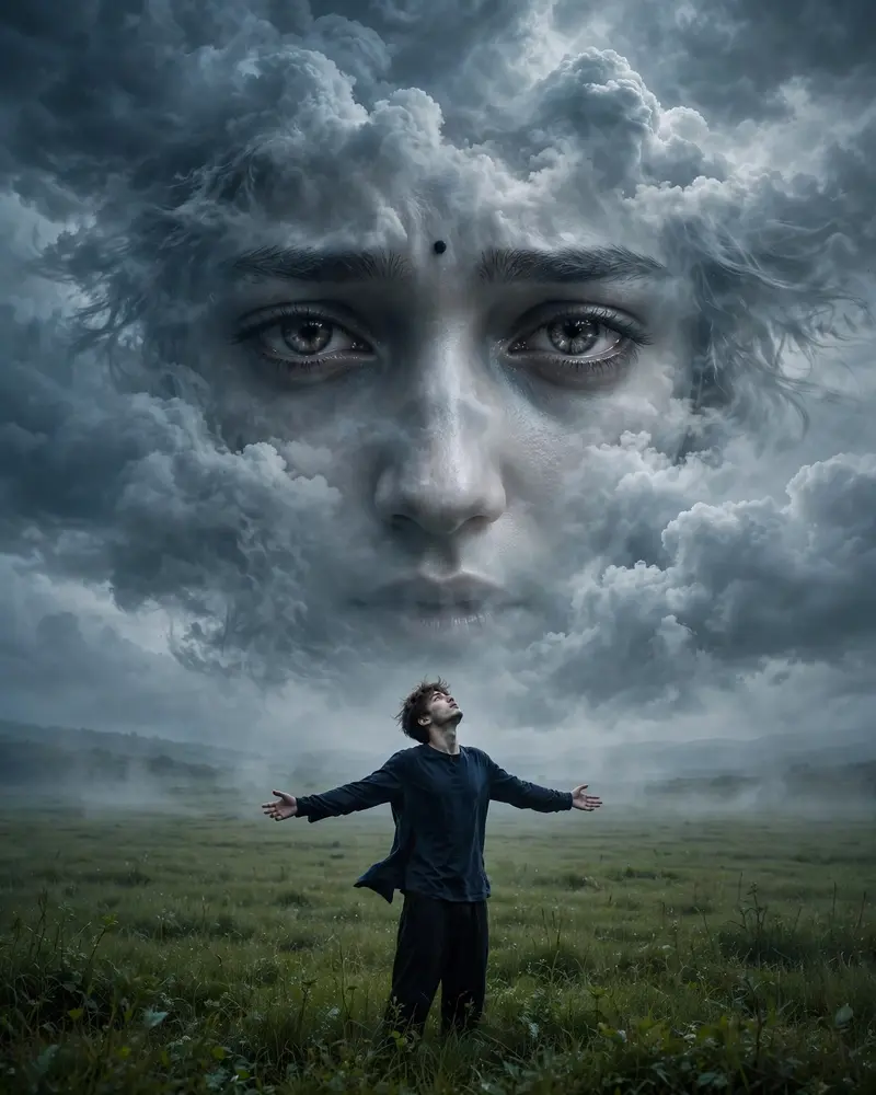 Giant Face In Clouds Artwork