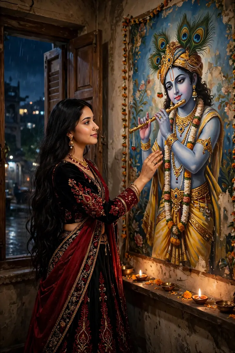 Krishna Window Night Portrait