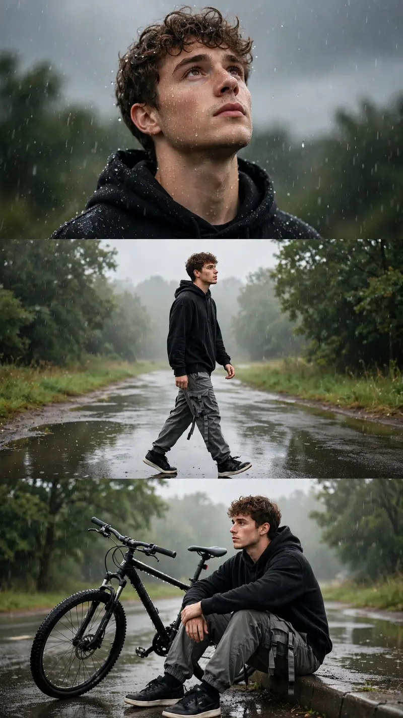 Rainy Road Triple Collage