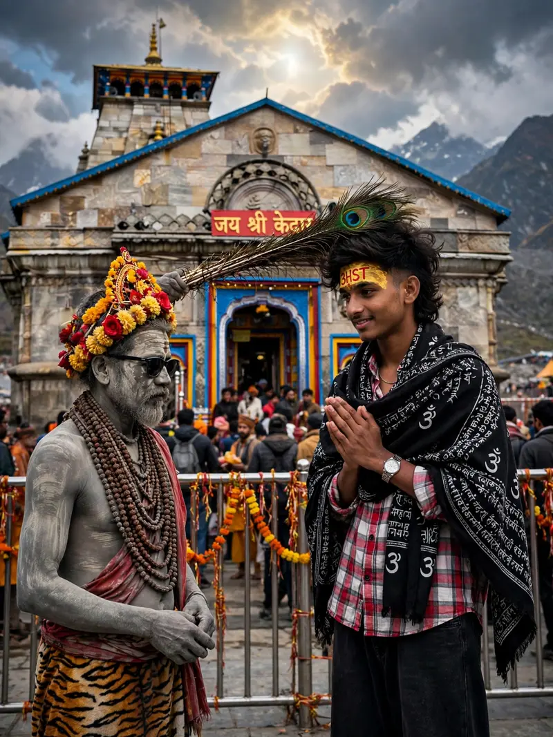 Kedarnath Sadhu Blessing Portrait