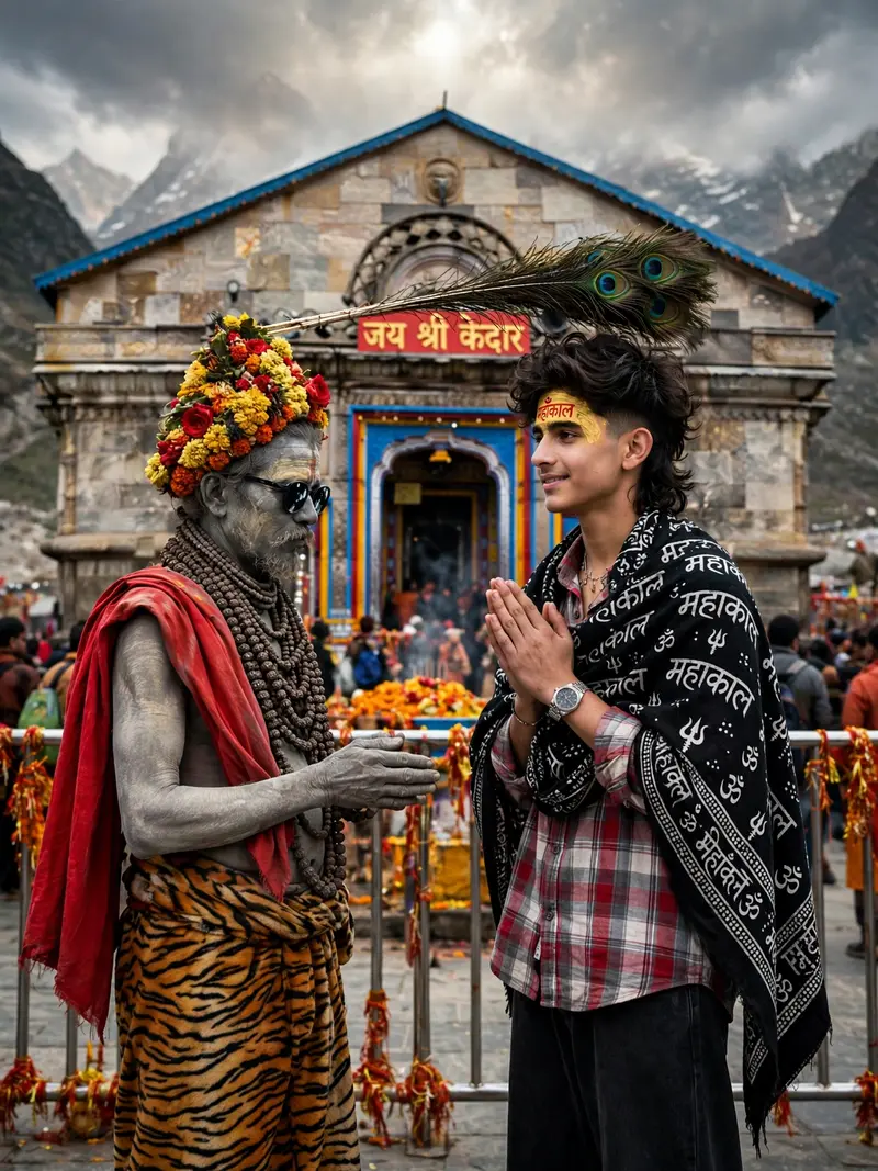 Kedarnath Temple Sadhu Portrait