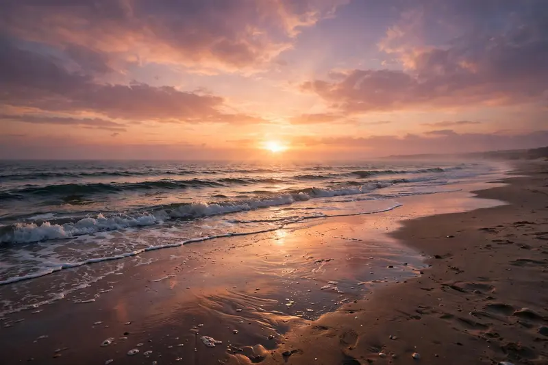 Beach Sunset Back View Portrait