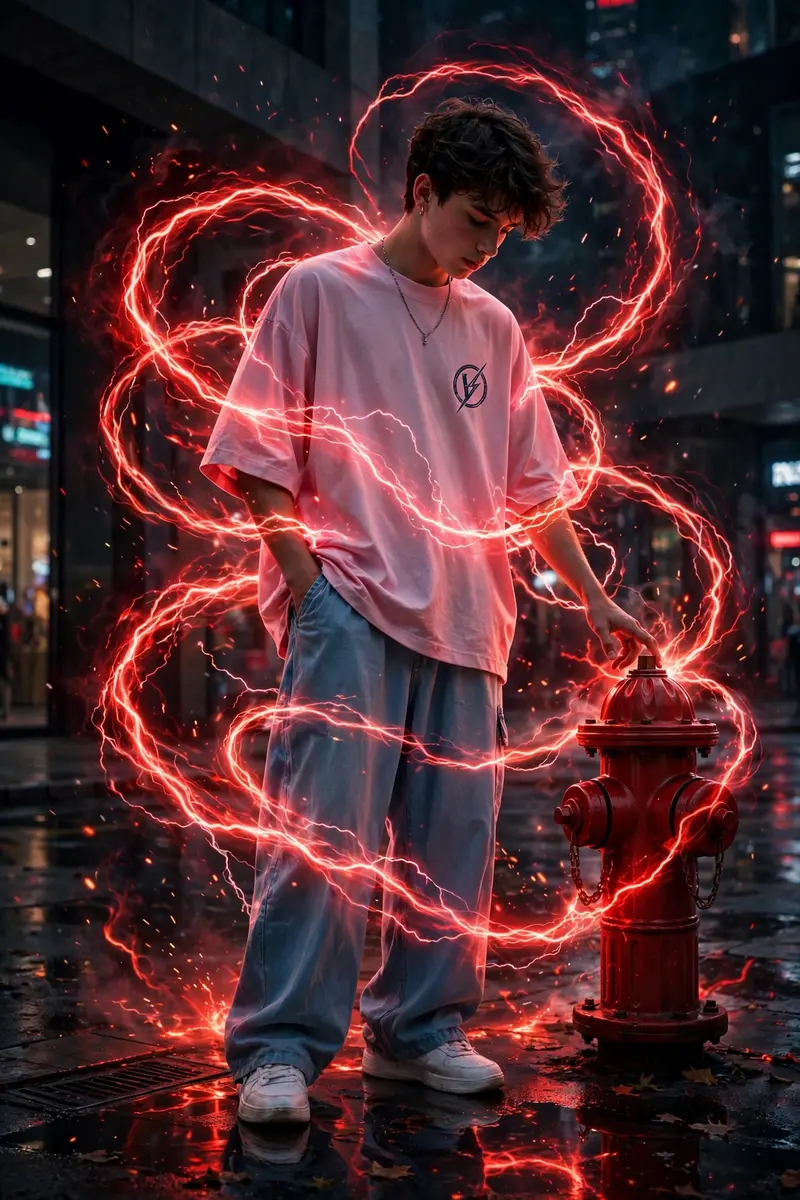 Red Energy Aura Street Portrait