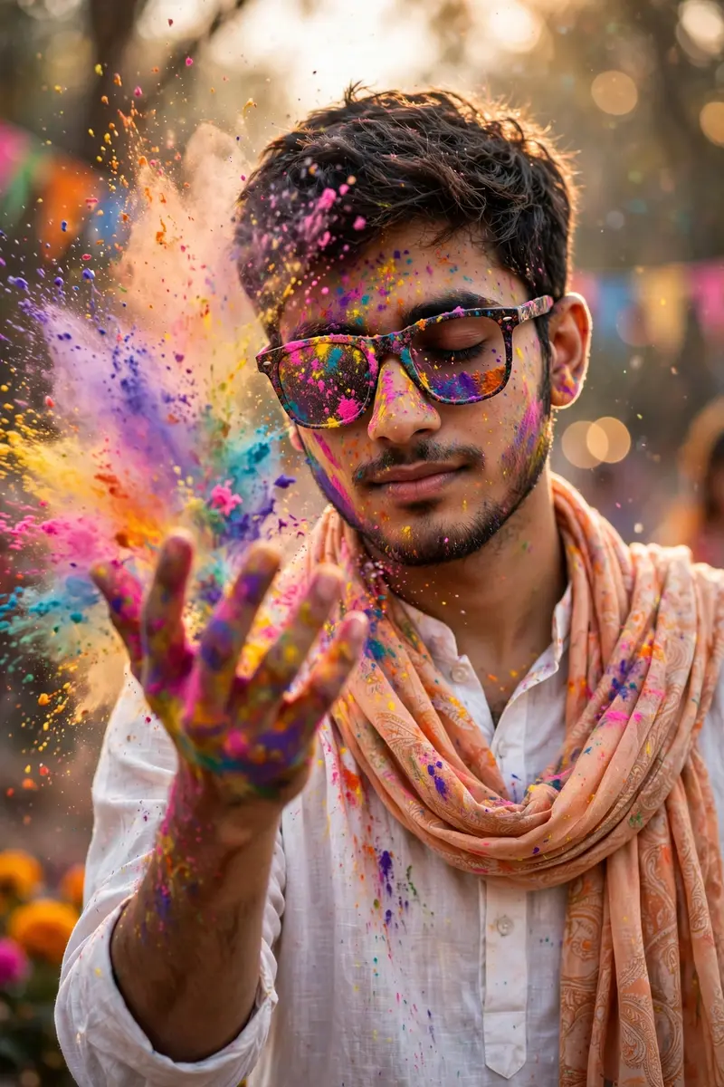Holi Gulal Explosion Portrait