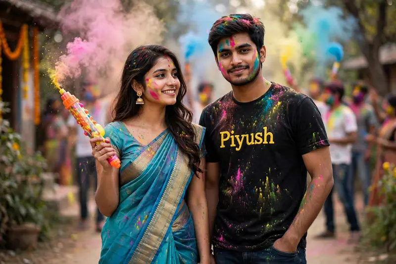Holi Couple Saree Photoshoot