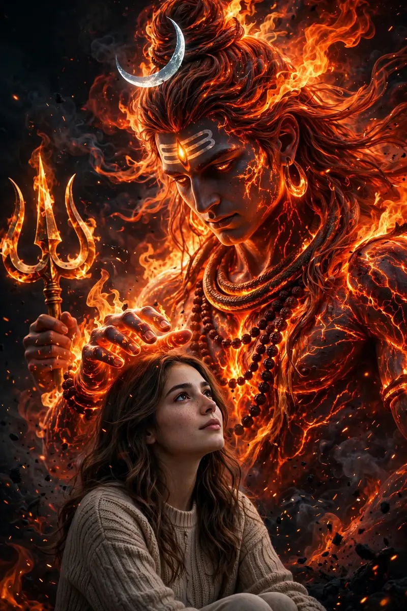 Fiery Shiva Blessing Portrait