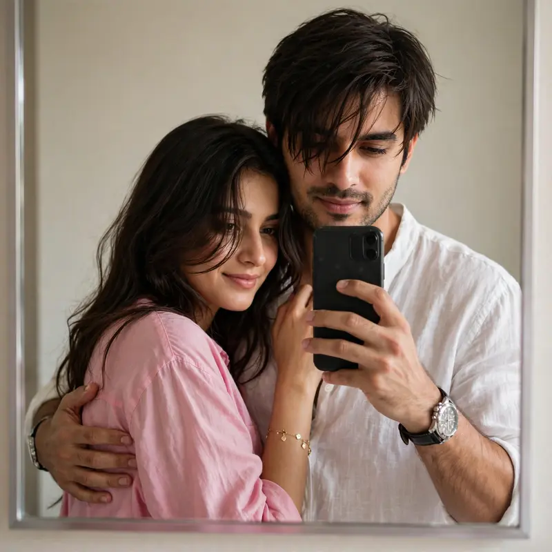 Mirror Couple Selfie Pose