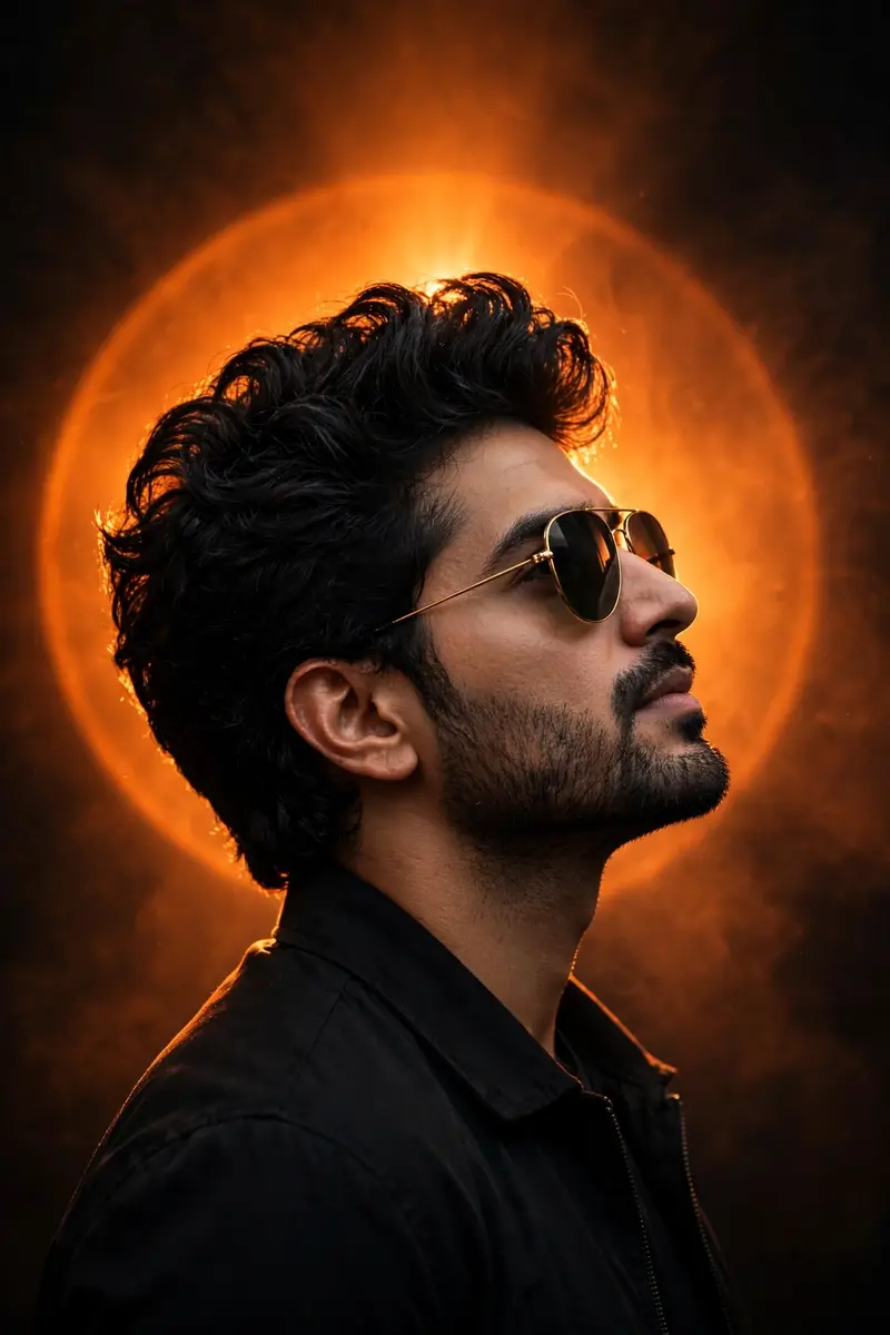 Orange Aura Profile Portrait