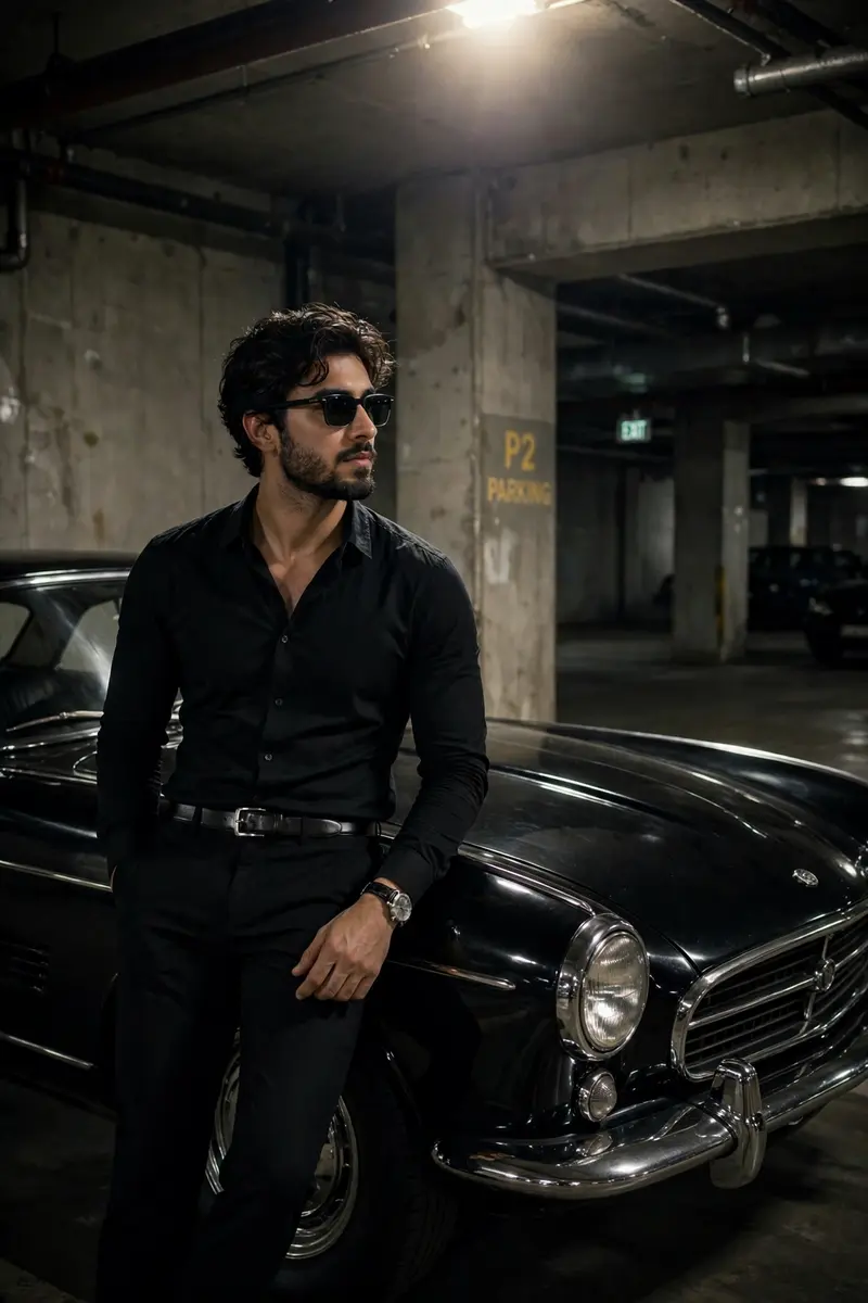 Vintage Car Garage Portrait
