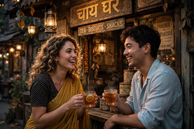 Tea Shop Candid Couple Photo