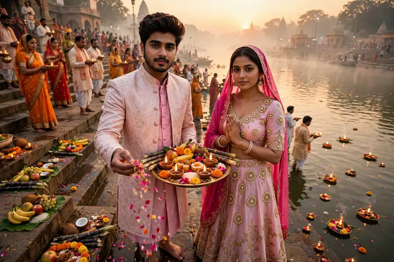 Chhath Puja Ganga Ghat Portrait