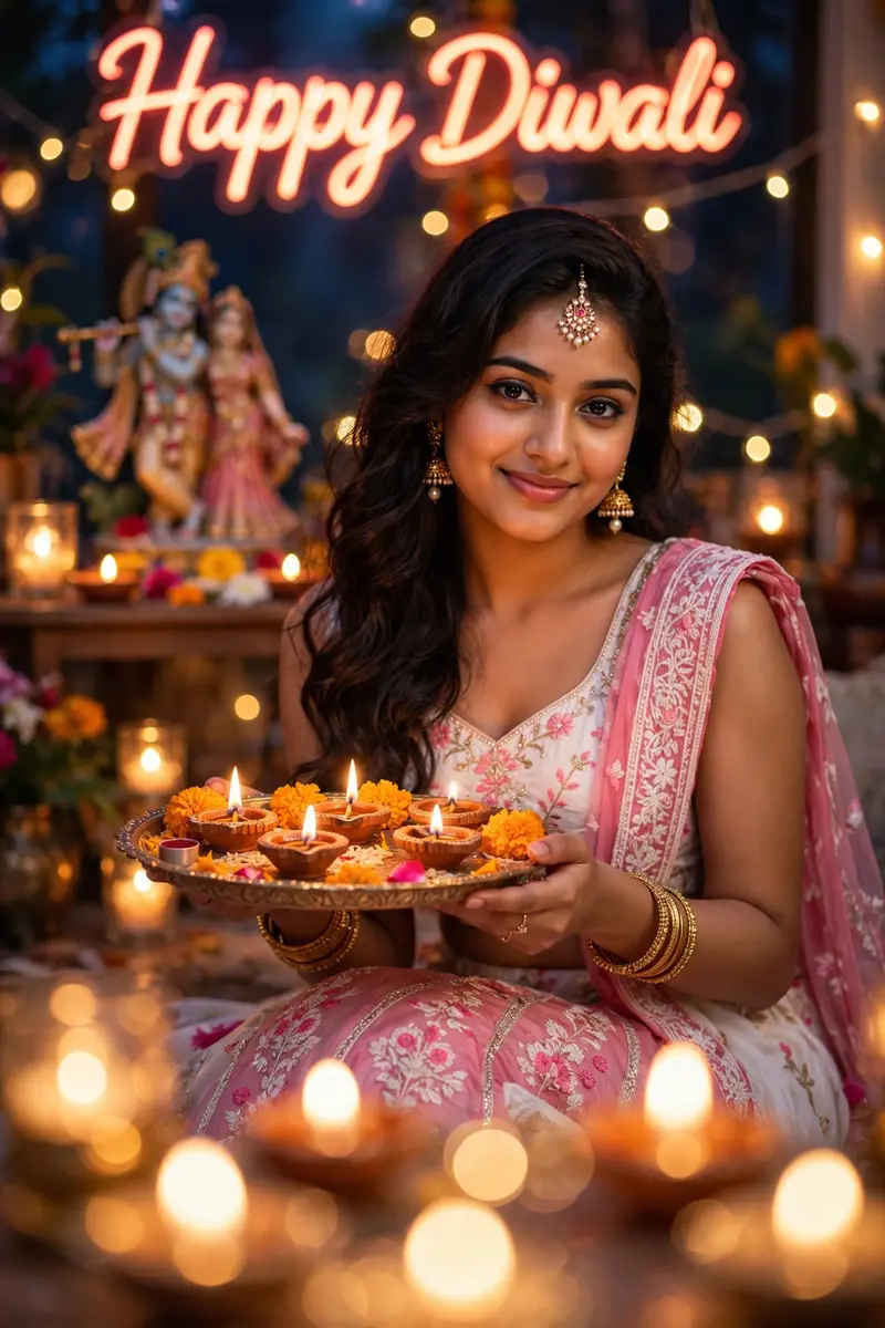 Diwali Diya Thali Portrait