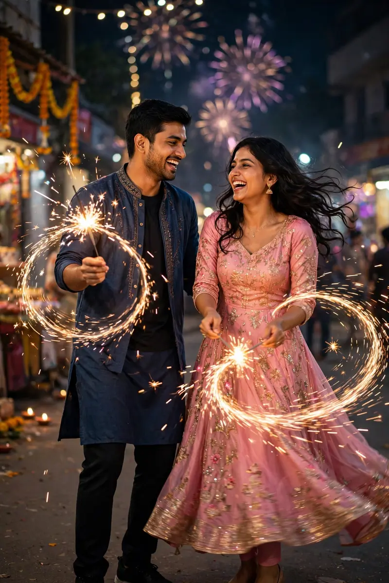 Diwali Fuljhadi Light Trail Portrait