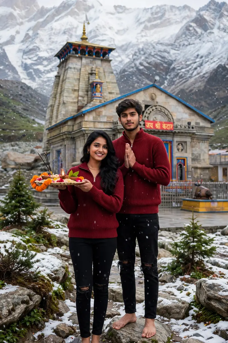 Kedarnath Couple Prayer Portrait