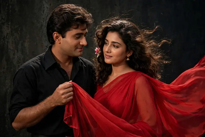 Retro Saree Couple Portrait