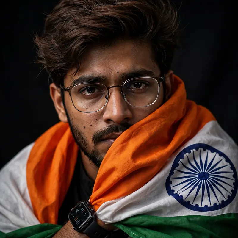 Flag Draped Patriotic Portrait