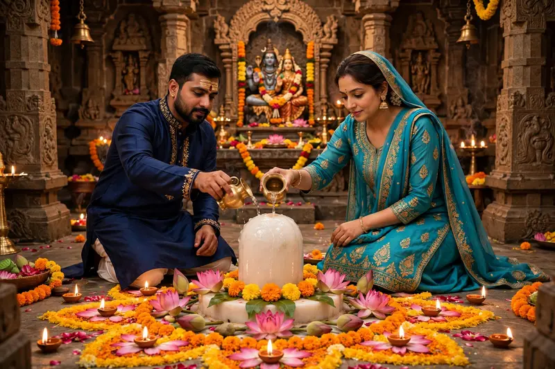 Shivling Abhishek Couple Portrait