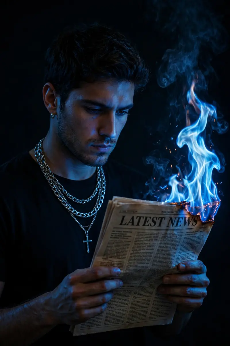 Burning Newspaper Portrait
