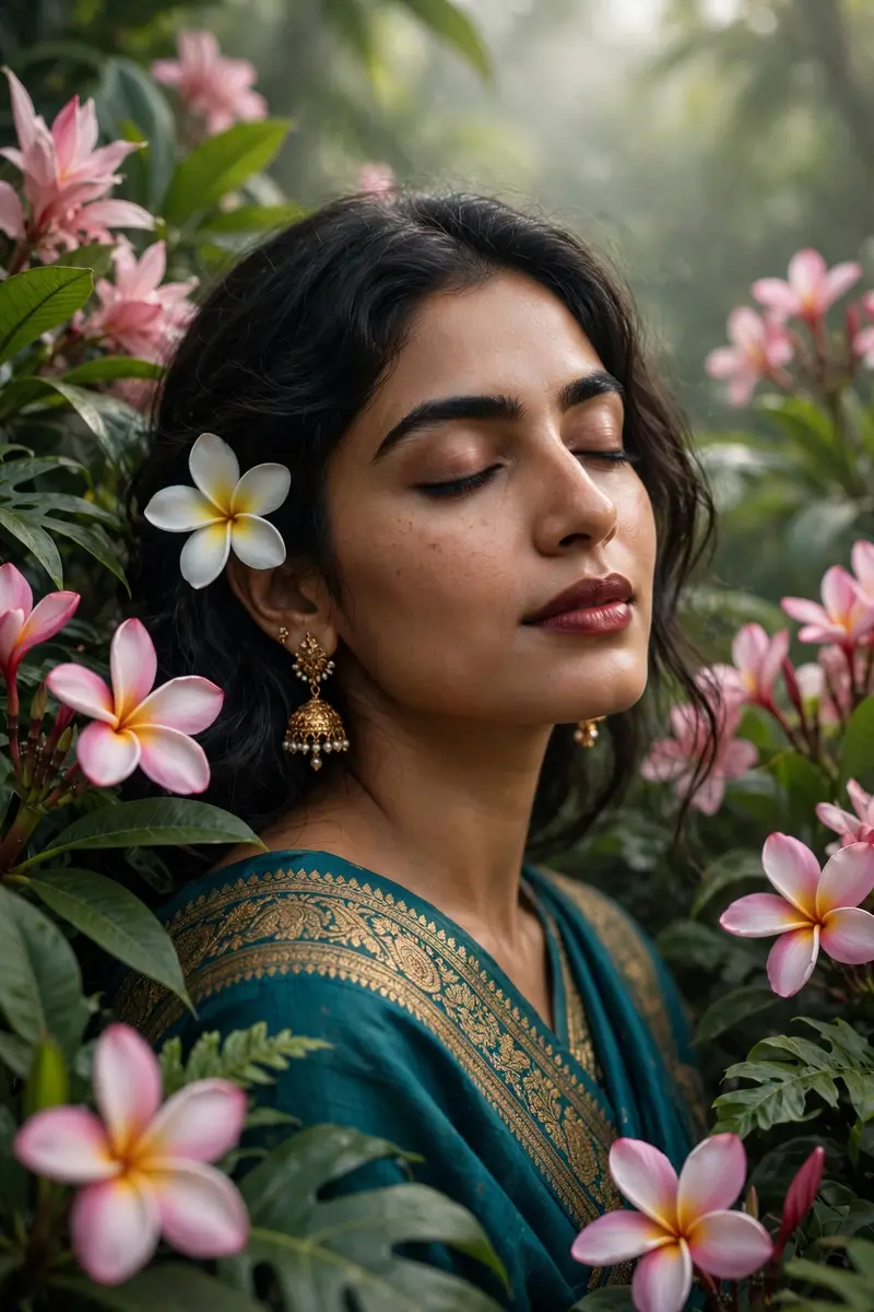 Tropical Flower Saree Portrait