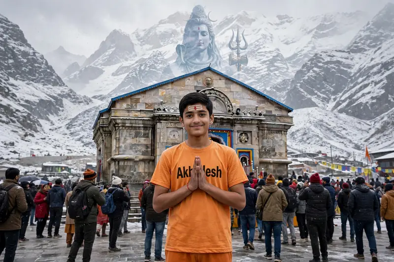 Kedarnath Shiva Name T-Shirt Portrait