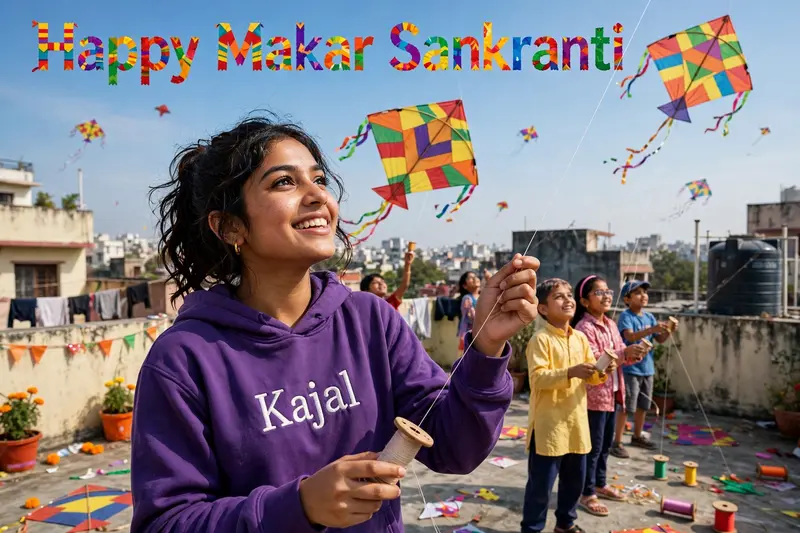 Makar Sankranti Kite Rooftop Portrait