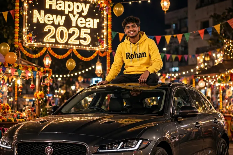 New Year Jaguar Car Portrait