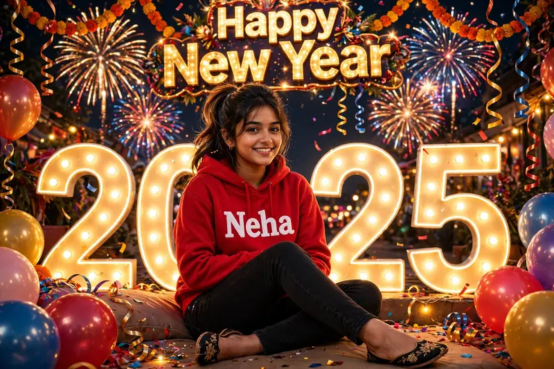 New Year 2025 Numbers Portrait