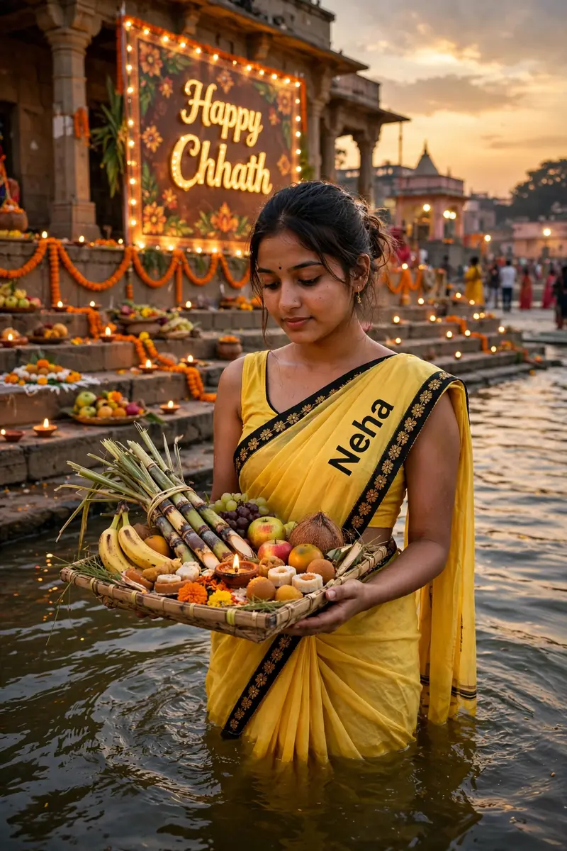 Chhath Puja Water Ritual Portrait