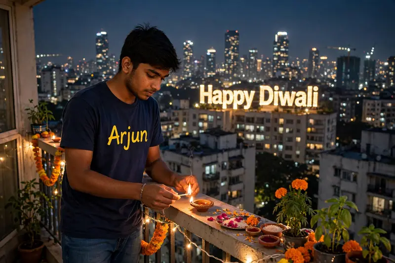 Diwali Diya Balcony Portrait
