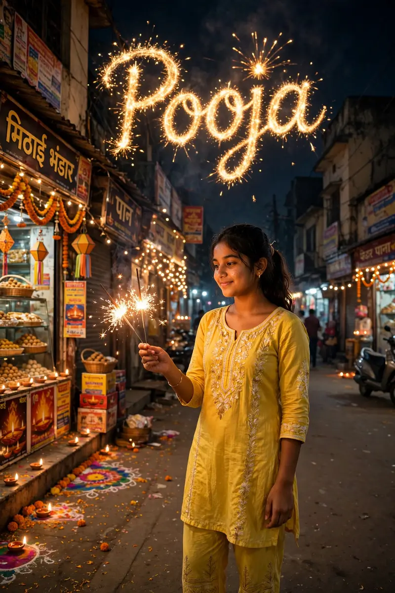 Diwali Sparkler Street Portrait