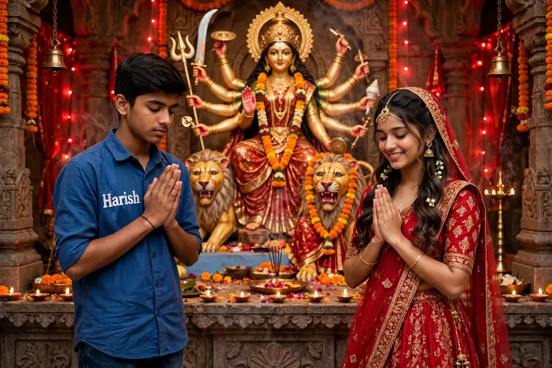Navaratri Temple Couple Portrait