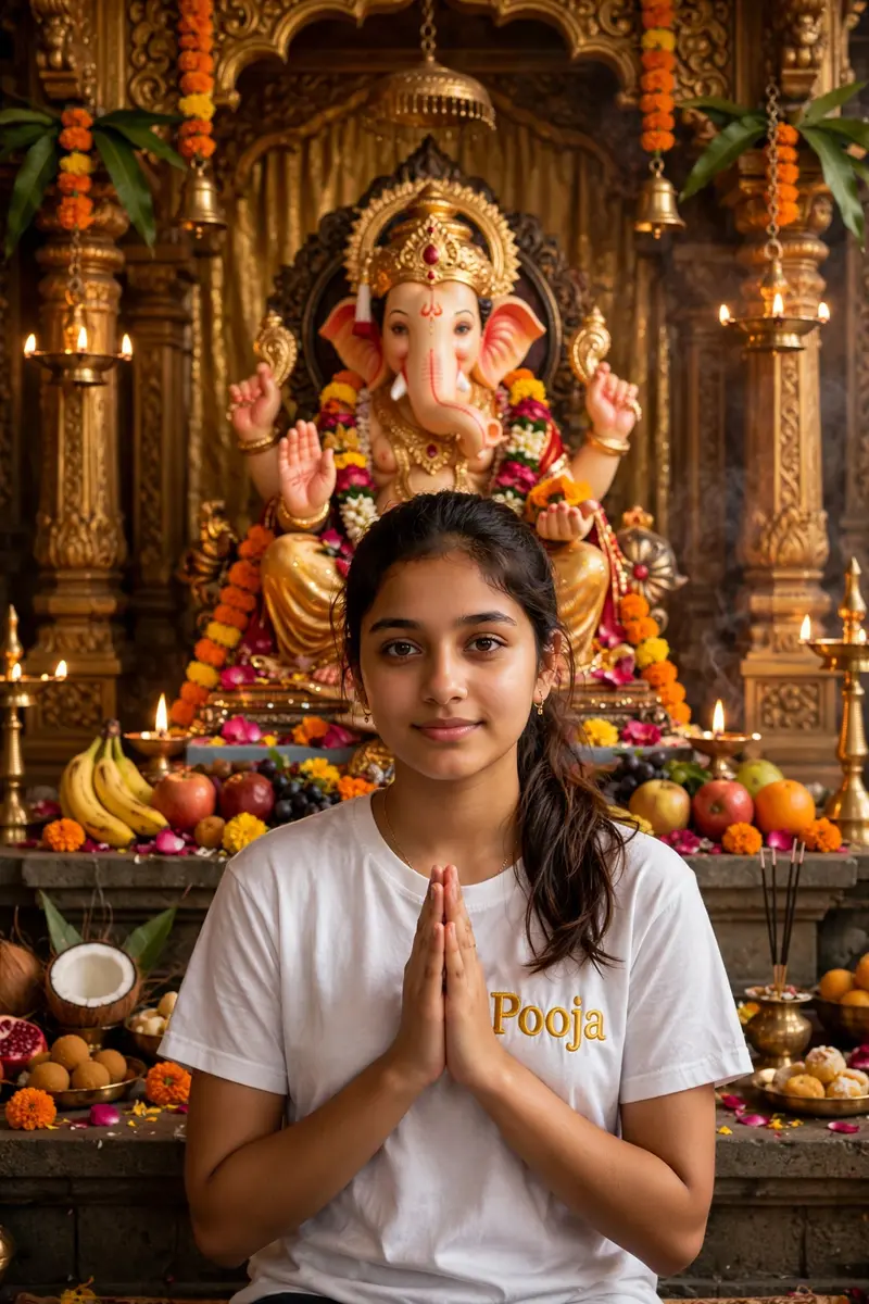 Ganesh Chaturthi Girl Prayer Portrait