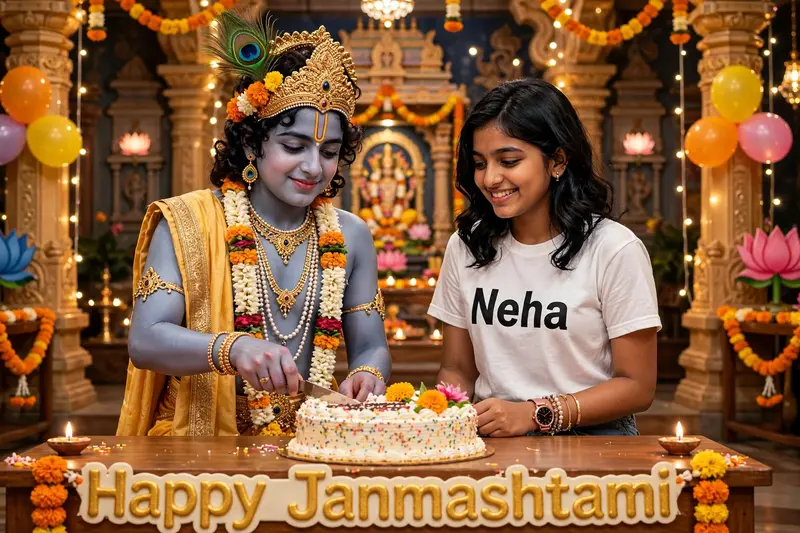 Janmashtami Cake Celebration Portrait