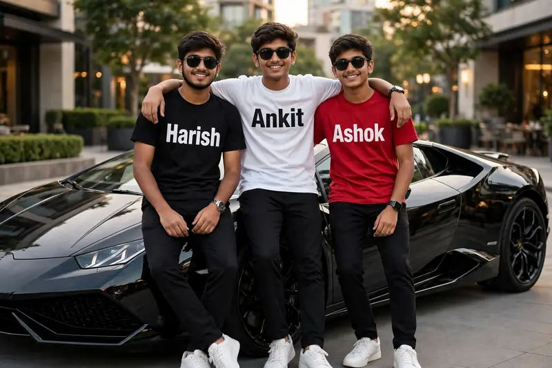 Three Friends Luxury Car Portrait