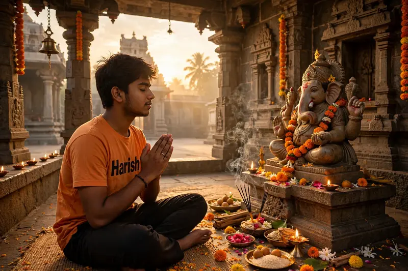 Ganesh Prayer Sunrise Portrait