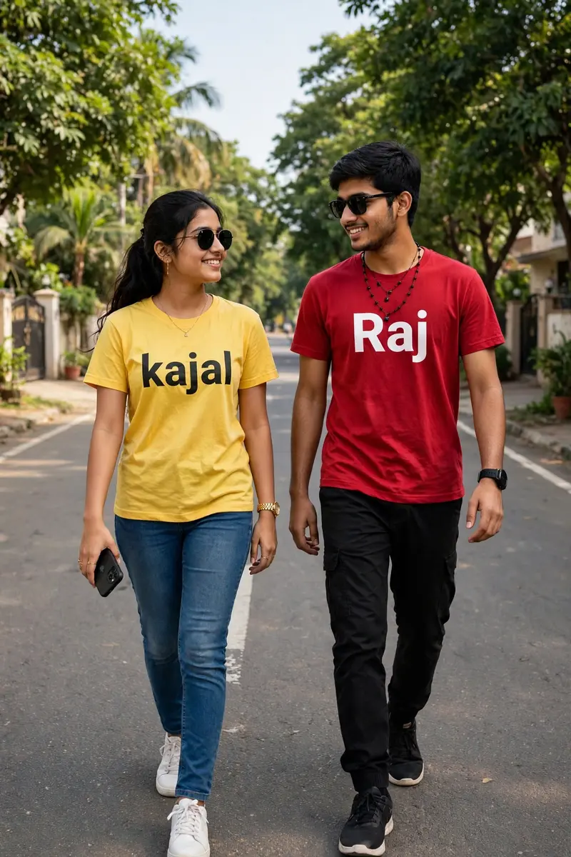 Name T-Shirt Couple Walk