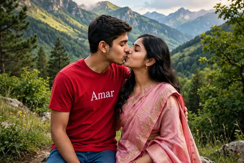 3D Romantic Couple Kiss Scene