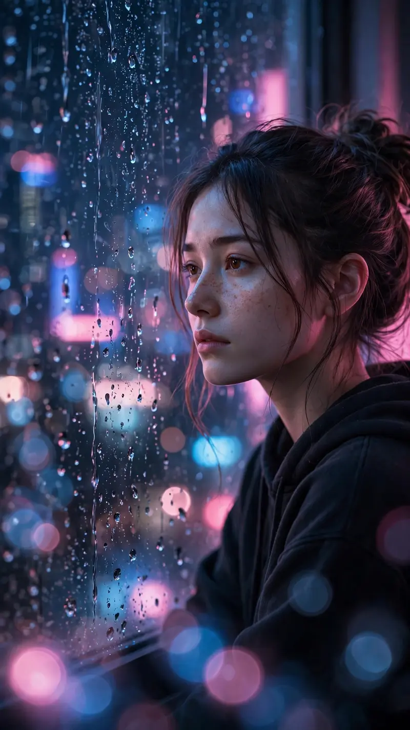Rainy Neon Window