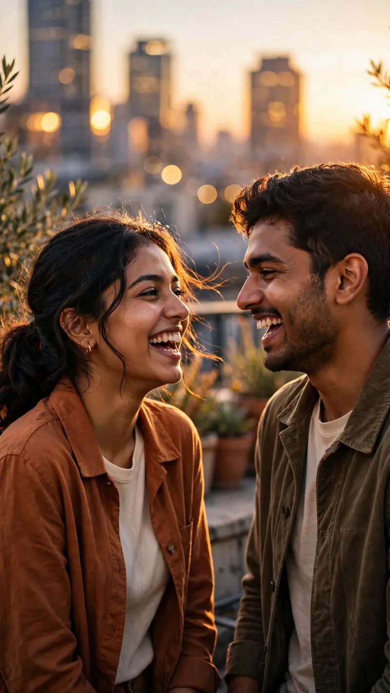 Sunset Rooftop Laugh