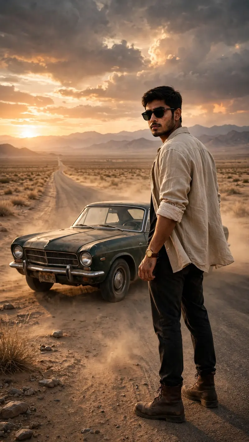 Attitude Boy with Classic Car