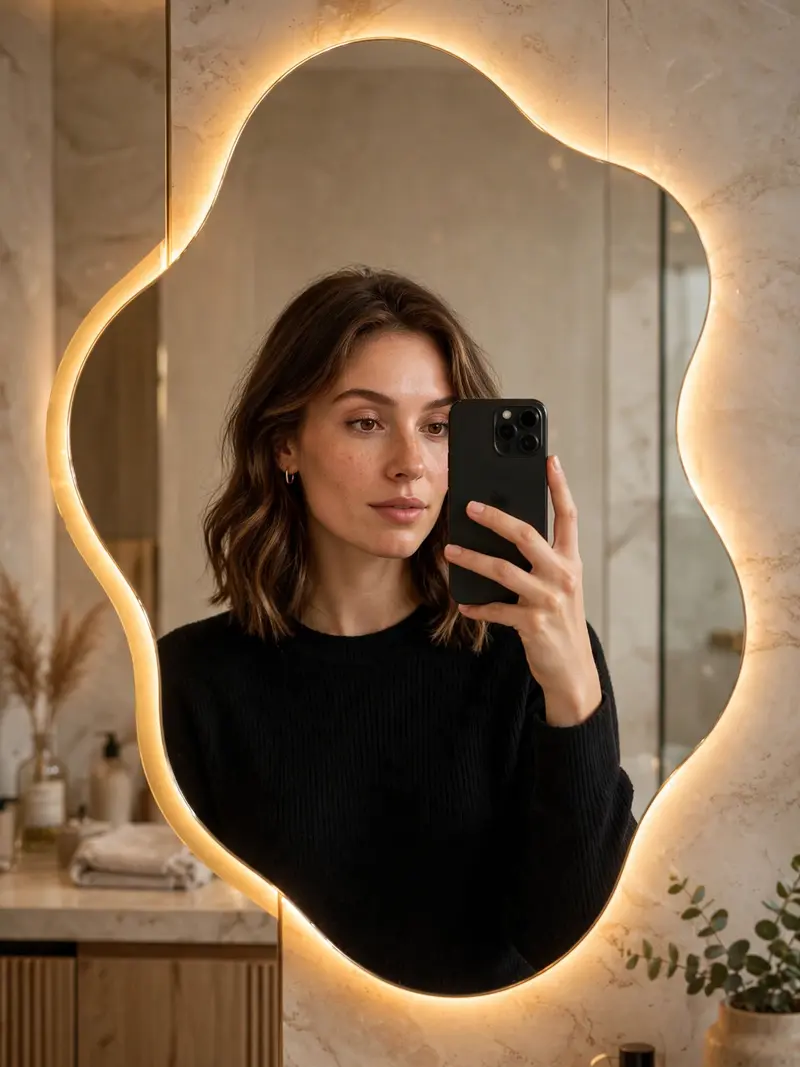 Golden LED Mirror Glow Portrait