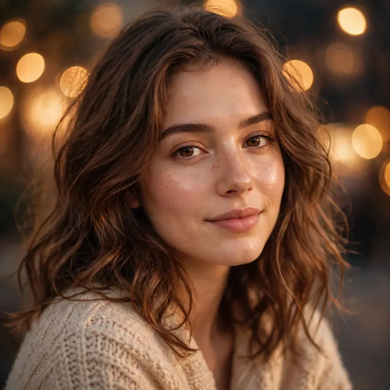 Warm Bokeh Glow Portrait