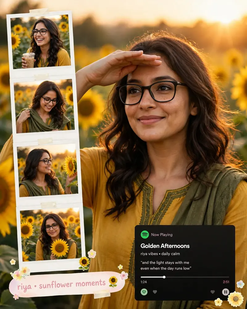 Golden Sunflower Garden Portrait