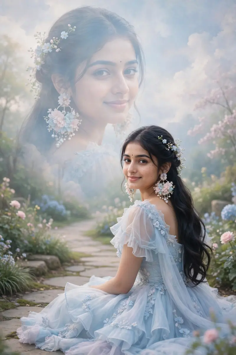 Dreamy Pastel Princess Lakeside Portrait
